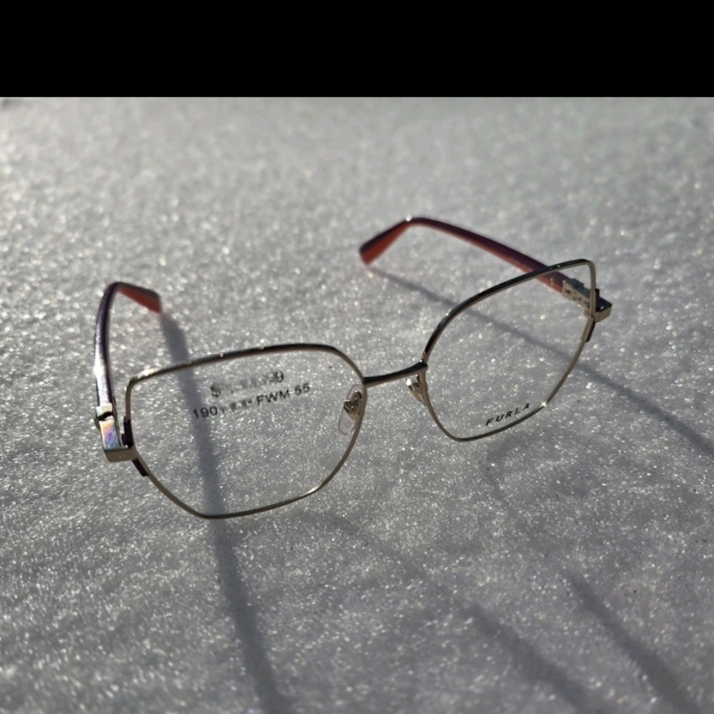 New Furla VFU A51K 0594 Geome Eyeglasses Frames Gold Orange Burgandy 55